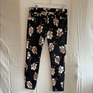 7 For All Mankind Black Floral Jeans